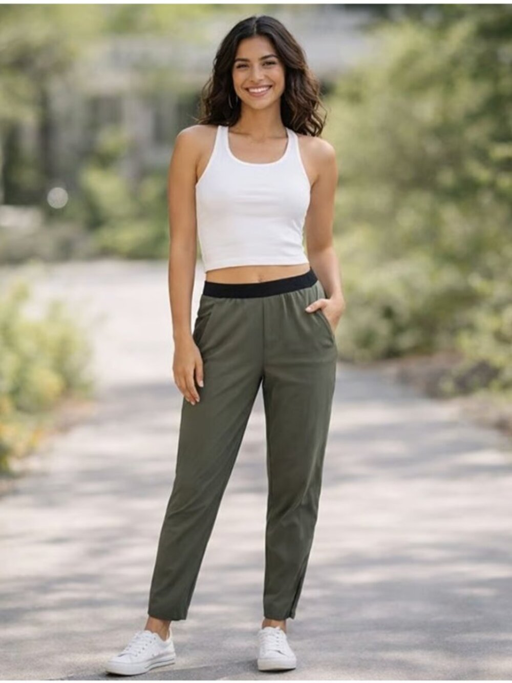 Everlane lightweight performance joggers, medium, olive green